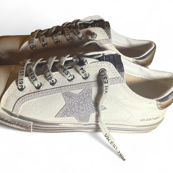 Vintage Havana Silver Star Low Top Sneakers White Glitter Canvas - Picture 7 of 7